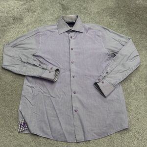 Martin Gordon Contemporary Fit Shirt Mens Large 16/16.5 Purple Pinstriped Cotton
